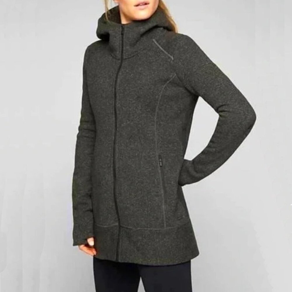 Athleta Cya Stronger Fleece Full-Zip Hoodie Long Jacket - Picture 1 of 13